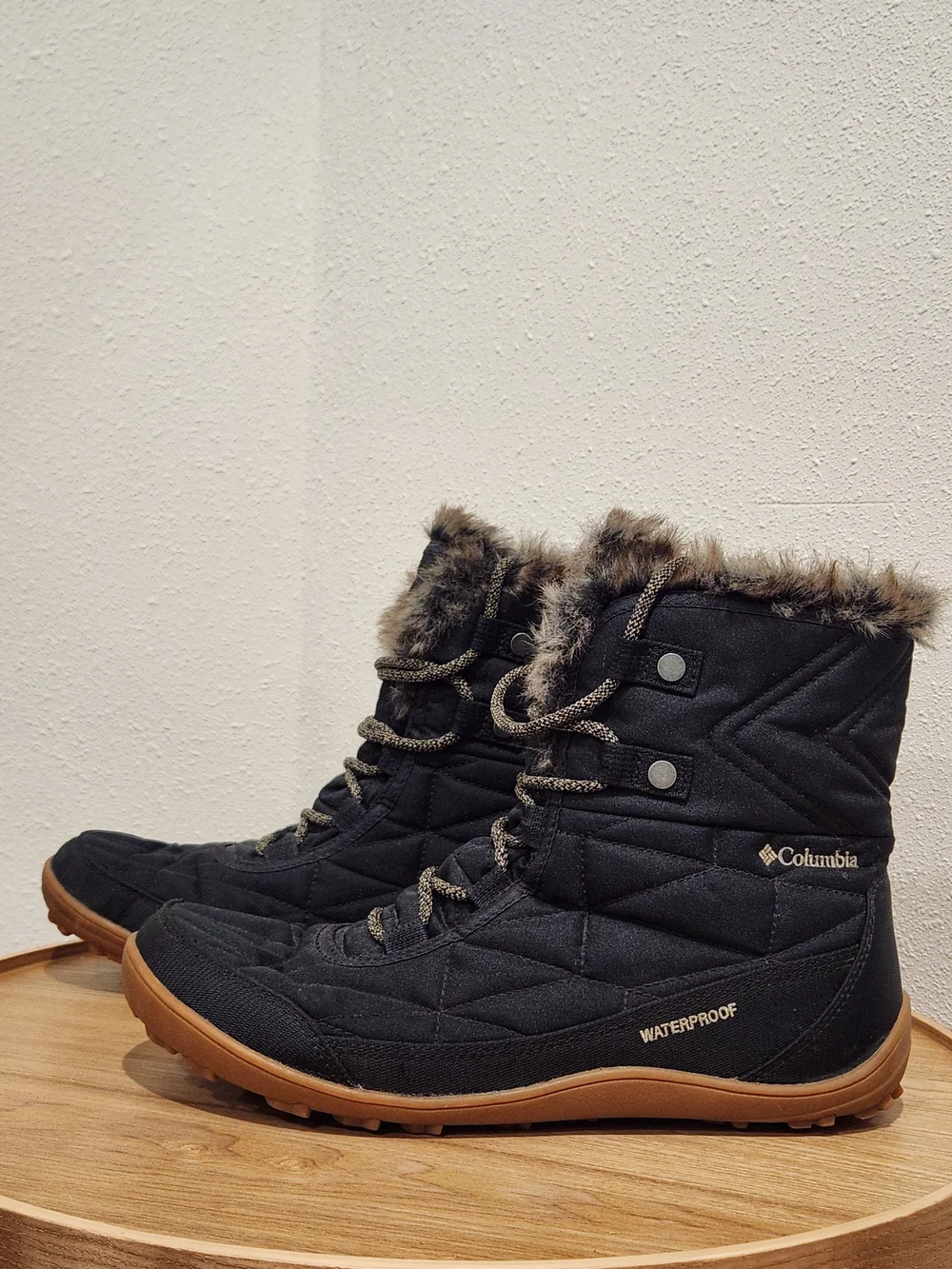 New Columbia Waterproof Women's Black Quilted Faux-Fur Winter Boots